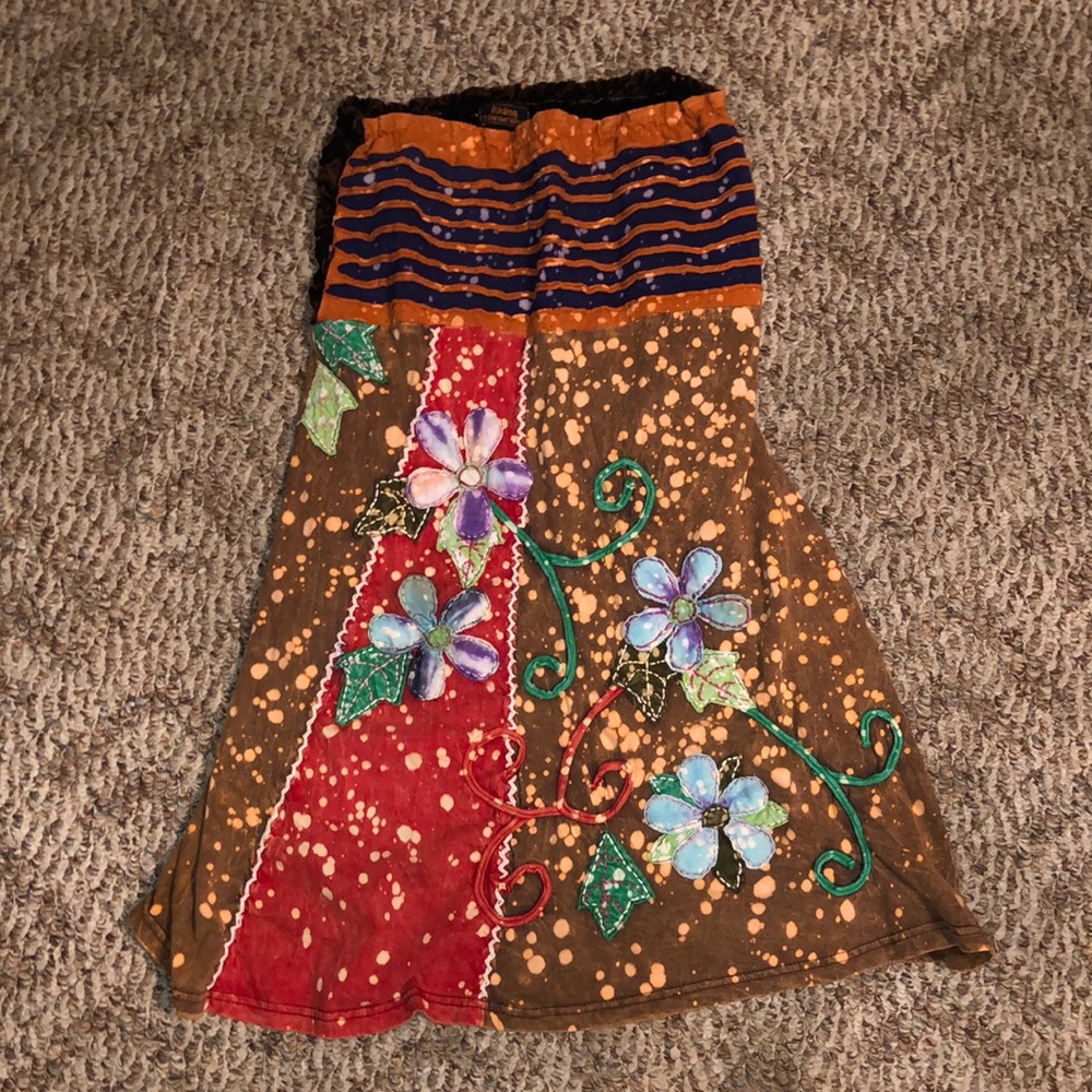 Rising International Strapless Bleached Dress with Flowers